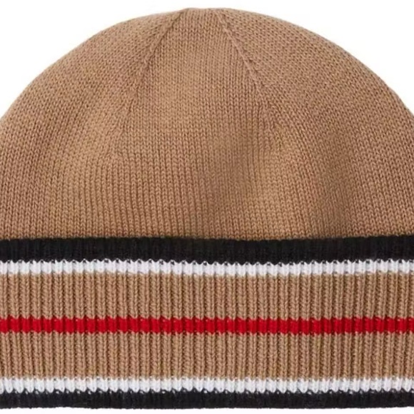 Burberry Tan and Red Knit Beanie - Picture 1 of 6